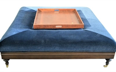 Custom Upholstered Oversized Ottoman, having tray top