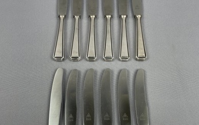 Cutlery set - 12 Art Deco / Bauhaus appetizer knives - hallmarked 'Rostfrei Solingen' / 100 silver plating - 12 people / 12 pieces - excellent condition