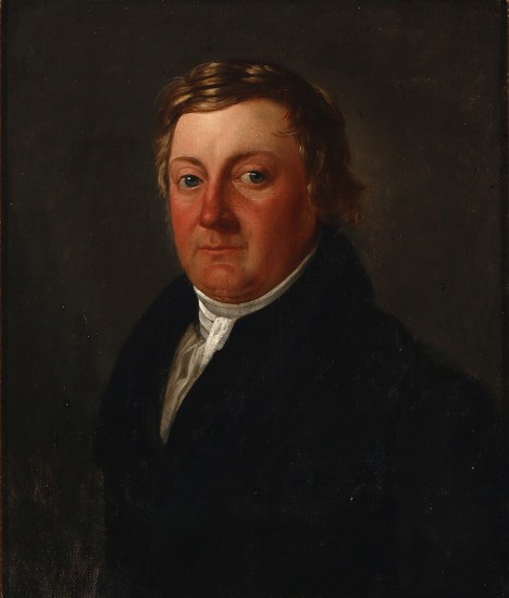 Danish painter, early 19th century: Portrait of customs official Anthon Wilhelm Starck (1793–1867). Unsigned. Oil on canvas. 35.5×30 cm.