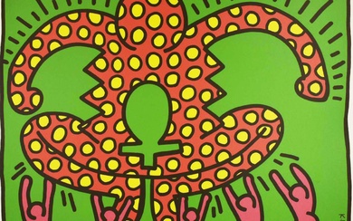 D'après Keith Haring FERTILITÉ #5 sérigraphie, 90x106 cm ; exh. 37/200 signature sur la plaque...