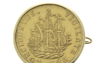 Dutch 6 Stuivers Gold Coin, Brooch, 1761.