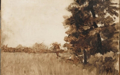 ÉCOLE FRANÇAISE VERS 1880 Country landscape, edge of wood With...