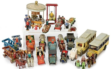 ERZGEBIRGE miniatures, vehicles and carriages, mostly