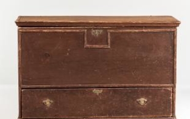 Early Red/brown-painted Chest over Drawer