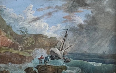 Ecole française du XVIIIe siècle - Navire dans la tempête