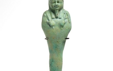 Egyptian Glazed Faience Shabti, c. 600 B.C.