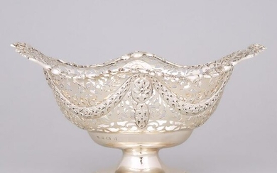 English Silver Pierced Oval Footed Basket, S.