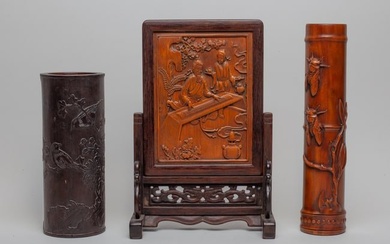 Estate Chinese Wood & Bamboo Carvings