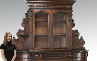 Exceptional 19th c. French carved oak huntboard