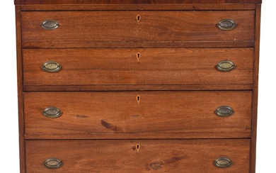 FEDERAL INLAID MAHOGANY CHEST OF DRAWERS, SHENANDOAH VALLEY, EARLY 19TH CENTURY 34 3/4 x 35 x 18 3/4 in. (88.3 x 88.9 x 47.6 cm.)