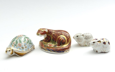 FOUR ROYAL CROWN DERBY PAPERWEIGHTS, INCLUDING 'BANK VOLE' (GUILD MEMBERS' PACK); 'RIVERBANK VOLE' MEMBER PIECE 2012 GUILD MEMBERS