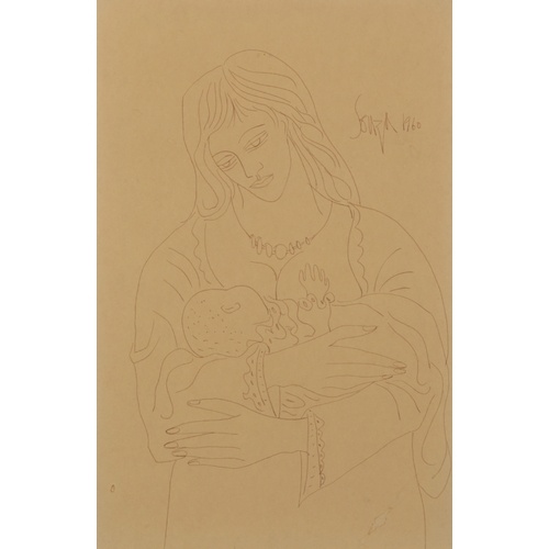 FRANCIS NEWTON SOUZA (1924-2002) Mother and Child signed and...