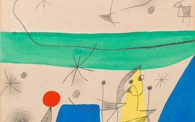 Femme et oiseau dans un paysage nocturne, Joan Miró