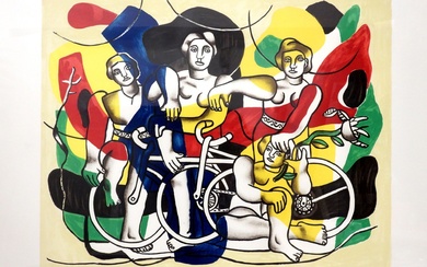 Fernand LEGER (1881-1955 ) : Les quatre cyclistes, 1969. Lithographie en couleurs. Signé et numéroté...