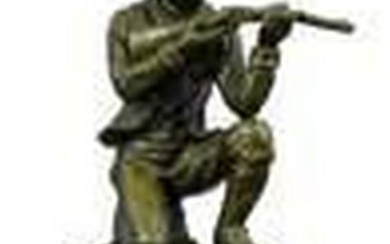 Figure of a Kneeling Ranger With Rifle Bronze Sculpture