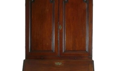 Fine Queen Anne style walnut bureau bookcase
