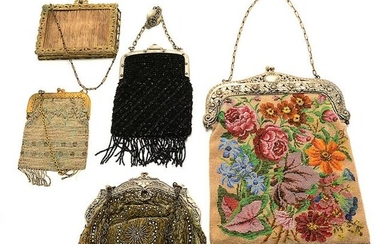 Five Vintage Micro-Beaded and Mesh Purses