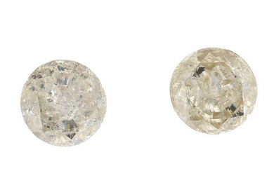 Five brilliant-cut vari-colour diamonds, total weight 0.80ct.