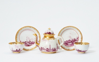 Five items of Meissen porcelain from a service with merchant navy scenes