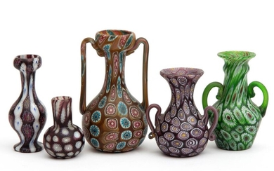 Five small Millefiori vases by Fratelli Toso