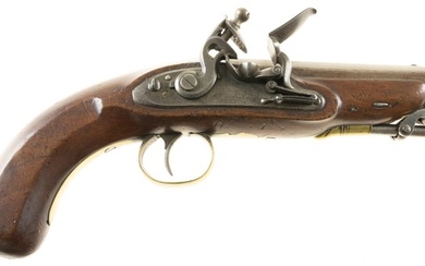 Flintlock pistol, lockplate maker marked 'W. Parker', barrel marked 'Maker...