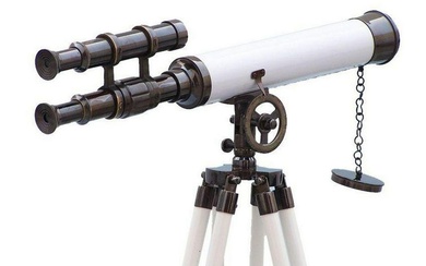 Floor Standing Oil Rubbed Bronze with White Leather Griffith Astro Telescope 50"