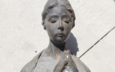 Fonderia Artistica G. Curti, Milano - Sculpture, Lady praying - 100 cm - Bronze - 20th century
