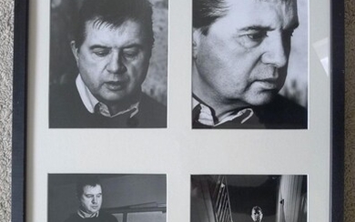 Four Portraits of Francis Bacon. Original gelatin prints by Jorge Lewinski. Circa 1970. Studio stamp of the photographer, each circa 195x248mm. in later frame.