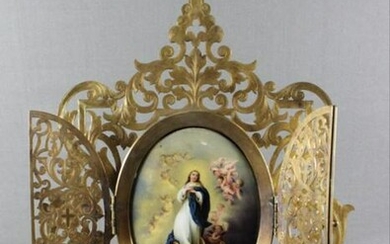 Framed Ecclesiastical Plaque W/ Bronze Frame