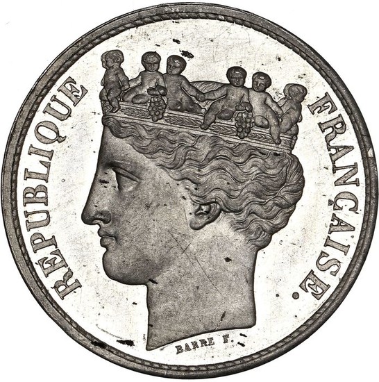 France - 10 centimes 1848 - Concours monétaire Barre - Tin