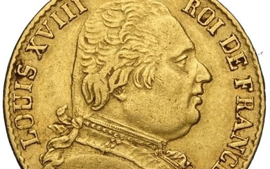 France - 20 Francs 1814 - A (Paris) - Luigi XVIII - Gold