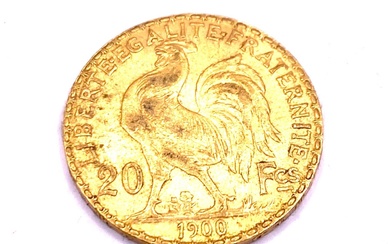 France - Pièce de 20 francs Marianne au Coq république française en or jaune datant...