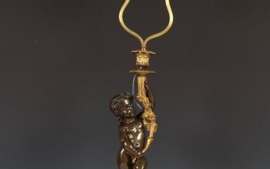 France, bronze candlestick as lamp base, Louis Phillipe,...