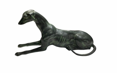 French Bronze Patinated Greyhound Dog Lying Down