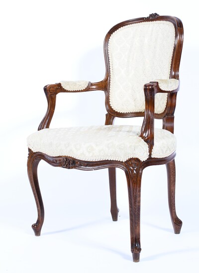French Louis XV style oak carved armchair, late 19th/early 20th century