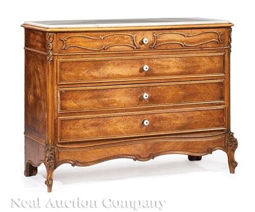 French Provincial Carved Fruitwood Commode