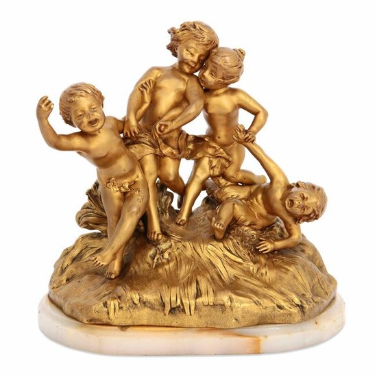 French gilt bronze figural group, Monginot