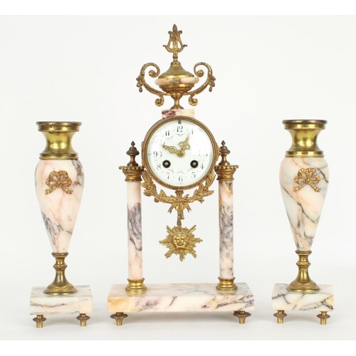 French gilt metal and black veined marble two train portico ...
