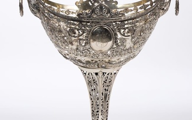 GERMAN NEOCLASSICAL-STYLE RETICULATED 0.800 SILVER CENTERPIECE / BASKET
