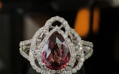 GIA Certified Purple Sapphire and Diamond Ring