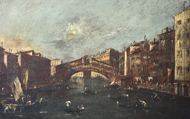 GIACOMO GUARDI (VENICE 1764-1835) A view of the Rialto Bridge...