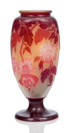 Gallé, a double overlay cameo glass vase with convolvulus c.1910,...