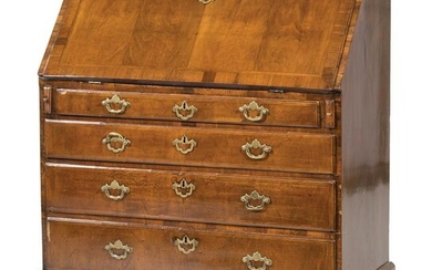 George II-Style Inlaid Walnut Slant-Front Desk