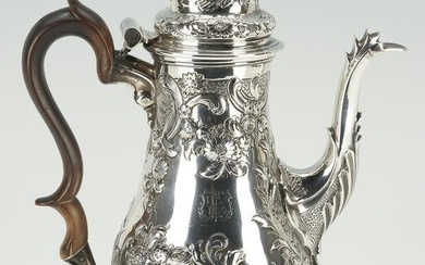 George III Sterling Silver Armorial Coffee Pot c. 1772