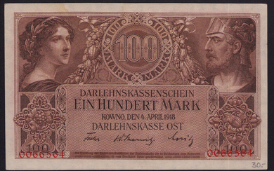 Germany, Lithuania, Kowno (Kaunas) 100 Mark 1918