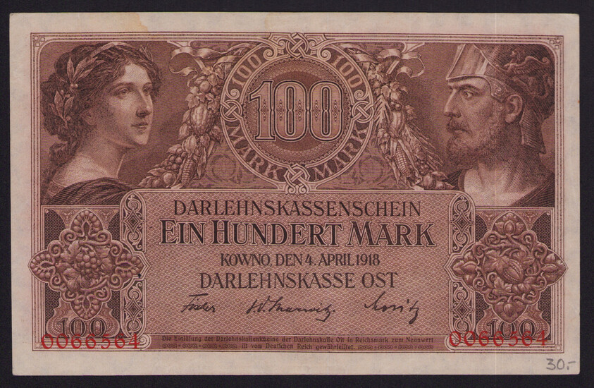 Germany, Lithuania, Kowno (Kaunas) 100 Mark 1918