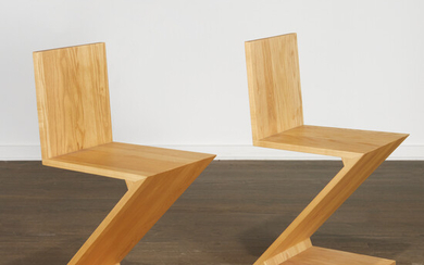 Gerrit Rietveld (after), pair Zig-Zag chairs