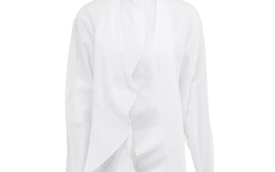 Givenchy A white shirt of cotton with detachable pleated shawl, long sleeves,...