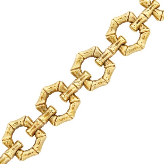 Gold Bamboo Link Toggle Bracelet