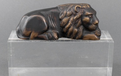 Grand Tour Style Bronze Reclining Lion Sculpture